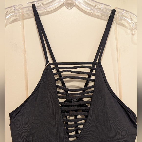 Seafolly Women's Black Solid Strappy Singlet Tankini Swim Top - Picture 5 of 8